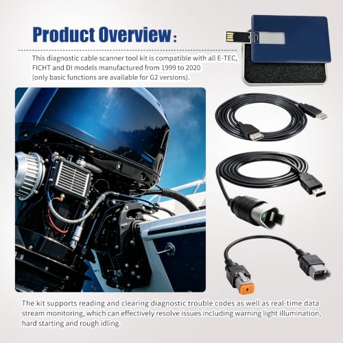 Escáner kit de cable de diagnóstico FT232RL compatible con motores Evinrude E-tec 4