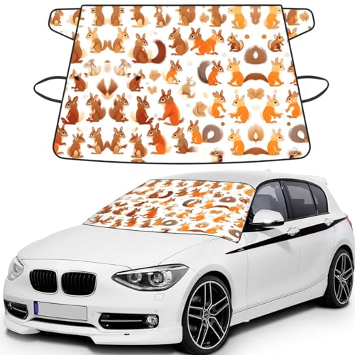 Protector de escarcha para coche con diseño de ardillas y cubrellantas