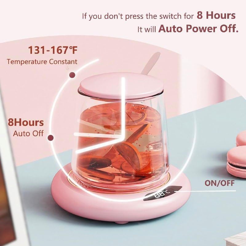 Image of USB Coffee Mug Warmer for Desk - 3-Level Temperature Control Cup Heater with Auto Shut-Off, Perfect for Keeping Tea, Milk & Coffee Warm at Home or Office