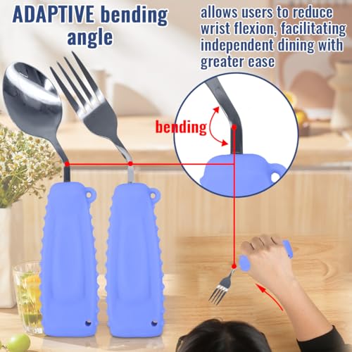 Adaptive Utensils, Weight Utensils for Tremors and Parkinson Patients, Utensil Set Spoon and Fork for Elderly (Right Hand - 1 Set Purple Spoon and Fork) - Image 6