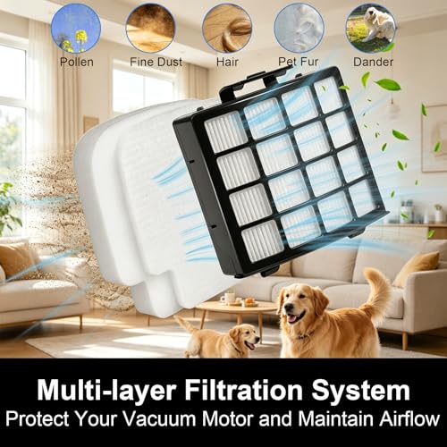 Image of AZ3002 Filter Replacement for Shark Stratos AZ3002 AZ3000 Powered Lift-Away Upright Corded Vacuum, Include 1 Soft Roller Brush, 2 HEPA Filters, 4 Foam & Felt Kit, 4 Odor Neutralizer Cartridge