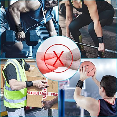 4Pcs Elastic Wrist Band Wrap Sports Wrist Bandage Velcro Wrist Guard Straps Protective Wraps Breathable Adjustable Compression Brace Hand Supports Splint for Gym Carpal Weightlifting Tennis Exercise