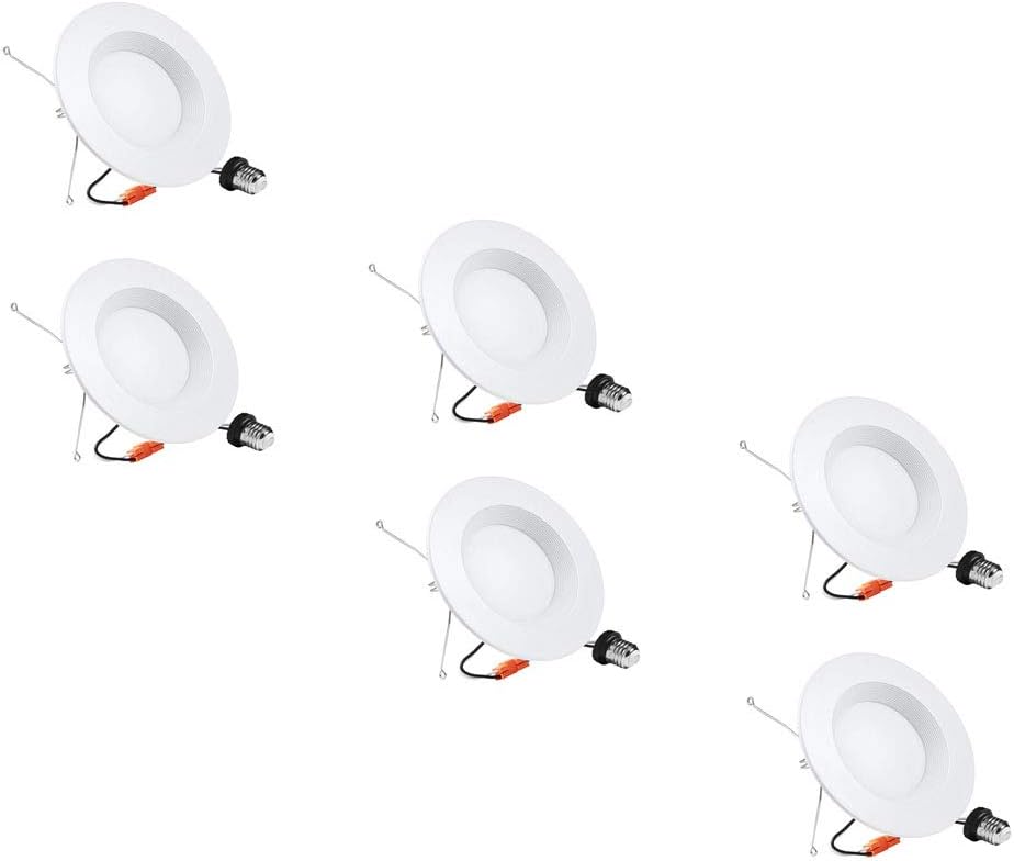 6 inch LED Can Lights, 6 Pack Dimmable Retrofit LED Recessed Lighting Fixture, Downlight, 15W, 5000K Daylight White, Energy Star ETL