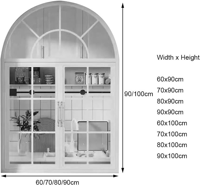 French Windows, Vintage Aluminum Alloy Frame Casement Windows, Tempered Glass Lighting Ventilation Windows for Loft Bedroom Bathroom(White,90x100cm)