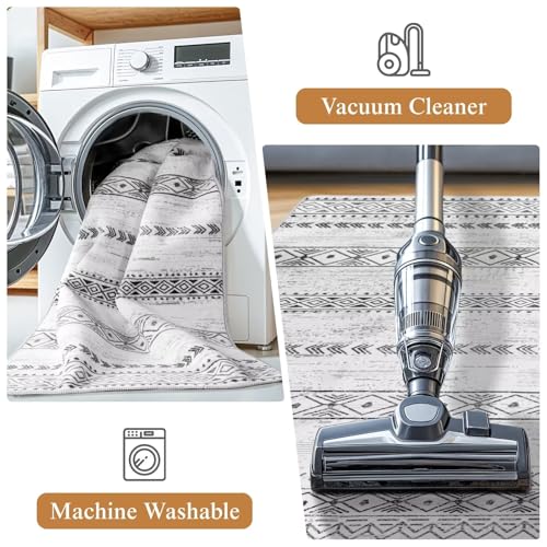 Tapete Rwlvpe 9X12 Geométrico Boho Antideslizante y Lavable miniatura 6