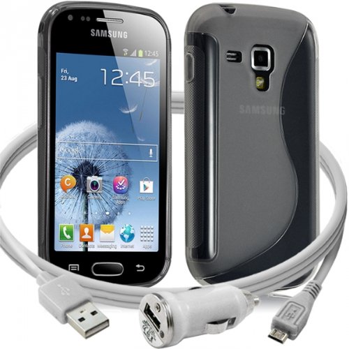 Seluxion – Carcasa de Gel Ola gris para Samsung Galaxy Trend + cargador auto gris