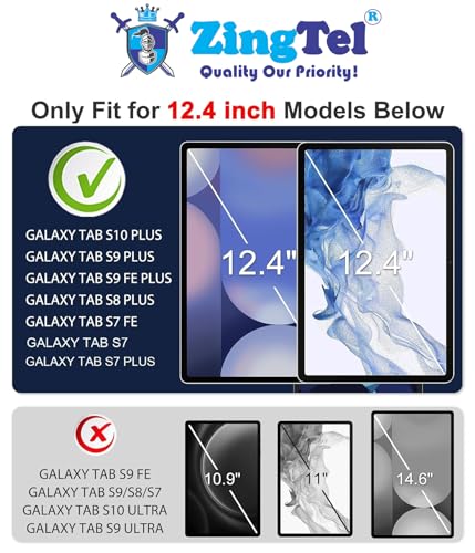 Image of Screen Guard Designed For Samsung Galaxy Tab S10 Plus / S9+ / S9 FE+ / S8+ / S7 FE / S7-Plus 12.4 Inch Nano Fiber Tempered Glass Screen Protector Flexible, HammerProof & Shatterproof