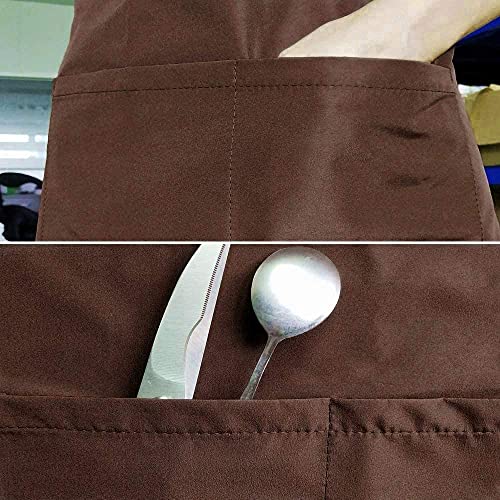 Viedouce 2 Packs Aprons Cooking Kitchen Waterproof,Adjustable Chef Apron With 2 Pockets For Home,Restaurant,Craft,Garden,Bbq,School,Coffee House,Apron For Men Women,Brown. #TOP2