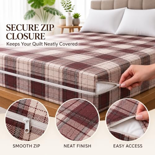 Image of Super Premium Quilt Cover Double Bed with Zipper Blanket Cover /rajai Cover /Comforter Cover /Duvet Cover King Size Soft Cotton Breathable Skin Friendly Stuff 90x100 Inches, Color- Beige and Brown