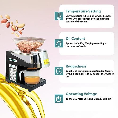 Image of HAKURA H2O-2B Comfort Oil Extractor Oil Maker Press Machine For Home 560 Watts (Black)