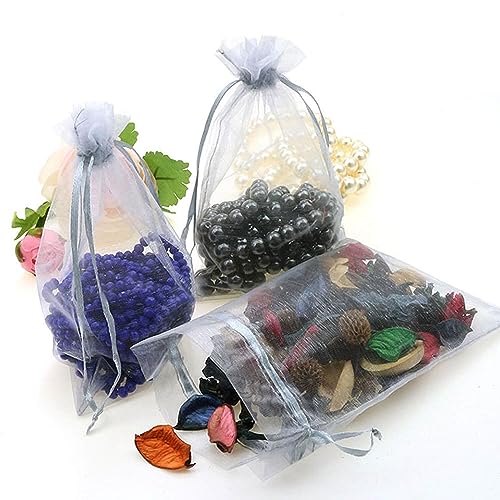 Image of Dealglad 50pcs Drawstring Organza Jewelry Candy Pouch Christmas Wedding Party Favor Gift Bags (4x6, Gray)