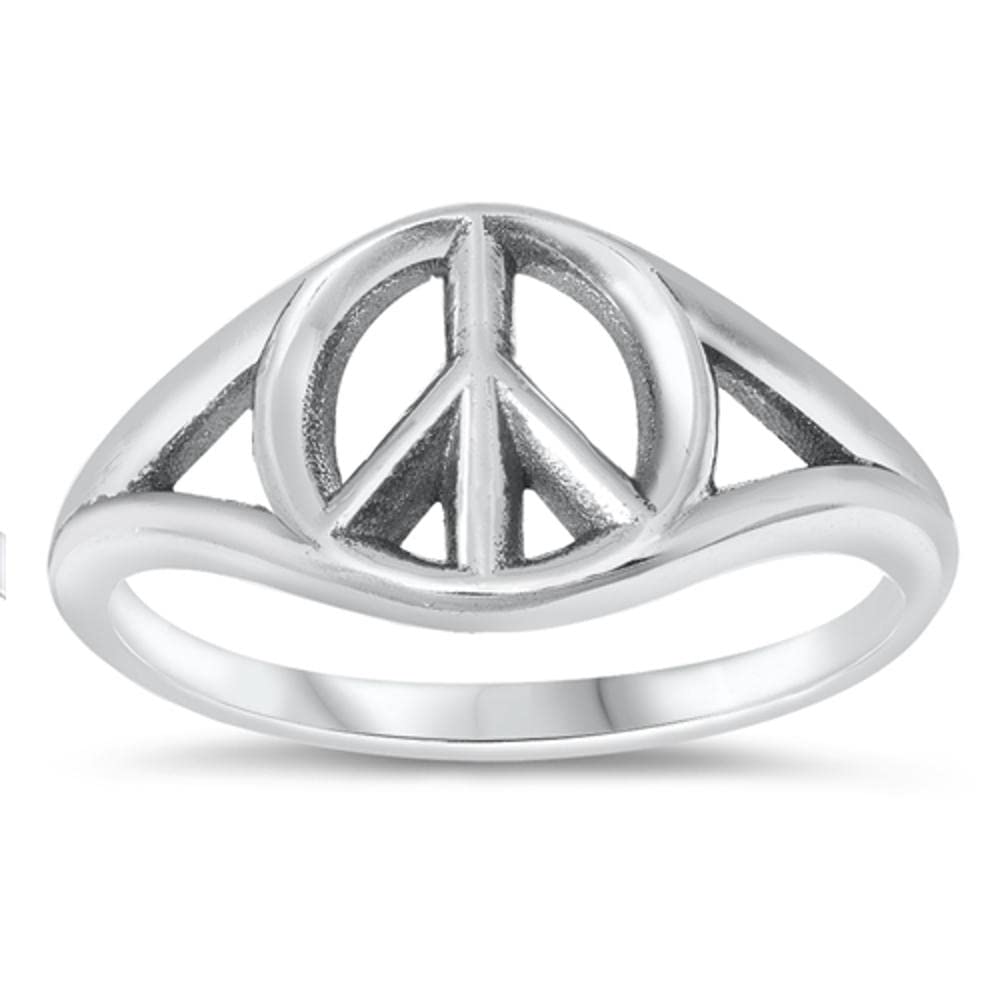 Sac SilverVintage Cutout Peace Sign Hippie Symbol Ring