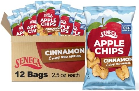 Seneca Cinnamon Apple Chips | Made from Fresh Red Apples | USA Grown Apples | Real Cinnamon | Crisped Apple Perfection | Foil-lined Freshness Bag | 2.5 ounce (Pack of 12)