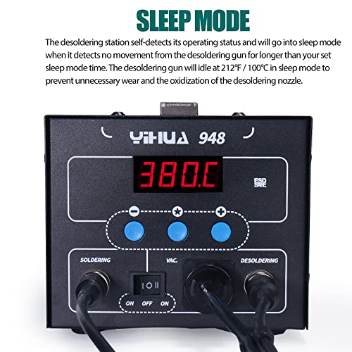 Yihua 948 Upgraded 2 In 1 Esd Safe 80W Desoldering Station And 60W Soldering Iron- Desoldering Gun And Soldering Station °F /°C thumb #6