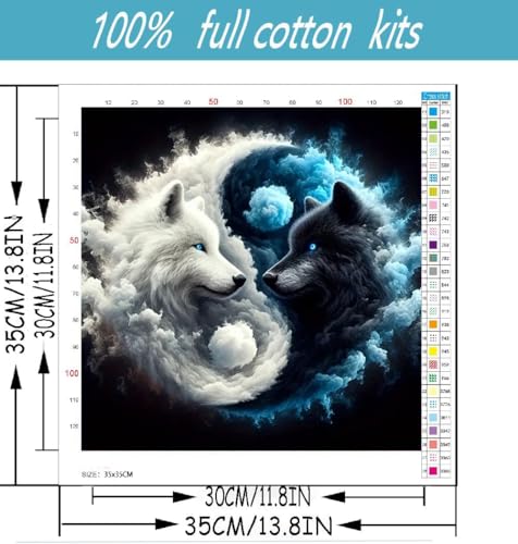 Image of Wolf Stamped Cross Stitch Kits for Beginners Adults, Animal Dimensions Needlepoint Art Crafts,Counted Cross Stitch Kits Embroidery Kits for Beginners Adults for Home Decor 13.8X13.8inch