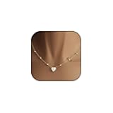 Heart or Initial Pendant Necklace for Women Non Tarnish CZ Stone Dainty Convertible Jewelry Adjustable Chain Gift for Her Mom Wife Girlfriend