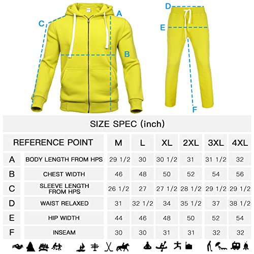 Xmgelp Men's Hooded Tracksuit 2 Piece Casual Full Zip Jogging Sweatsuit Sets Track Jackets And Pants 2 Piece Outfit For Men Neon4Xl #TOP5