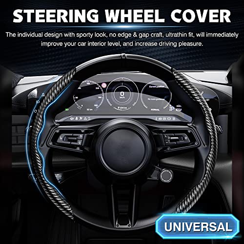 Image of Cartist Steering Wheel Cover, Carbon Fiber Steering Wheel Cover, Wheel Cover for Men /Women, Anti-Slip, Durable, Universal for 99% Car (Black+Red)