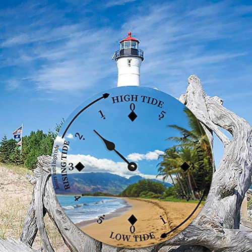 Wall Clock Tide Clock - Hawaii Beach Sand Tide Clock 14X14 In Round Hanging Clock Silent Non Ticking Wall Decor Clock For Home/Office/School #TOP3