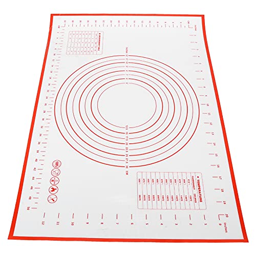 Tapete de Silicona para Pastelería, Tapete para Rollo de Contador Reutilizable con Medida, Tapete para Enrollar Masa Antideslizante para Masa de Pastel, Galletas de Pizza (rojo)