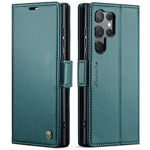 Coque Samsung S23 Ultra portefeuille anti-piratage RFID verte