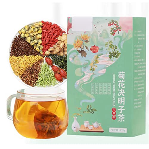 Té, con Crisantemo, Semillas de Cassia, Bolsitas de Bebidas Saludables a Base de Hierbas, Infusión Fría y Caliente, Bolsitas de té Triangulares Individuales, Regalos para Bebedores de té, 120 G, 20 Cover