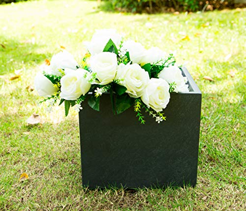 12" H Square Charcoal Concrete/Fiberglass Indoor Outdoor Elegant Planter #TOP2