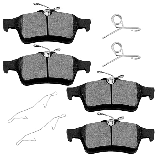 Image of Brake Pads Rear Set Compatible with Chevy Cobalt, Ford Focus Escape, Jaguar S-Type Super V8 Vanden Plas, Mazda 3 5, Saab 9-3, Vol-vo C30 C70 S40 V50 Rear Brakes Semi-Metallic D1095