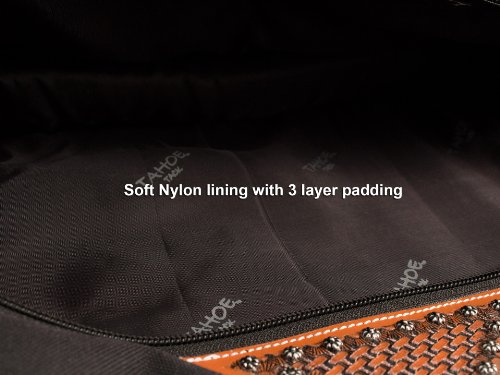 Tahoe Premium Durango Western Halter, Bridle/Headstall Carry And Storage Bag - Three Layer Waterproof Padded Construction With Hand Grip - Folds For Easy Storage - Hand Tooled Basket Weave Leather Accents #TOP5