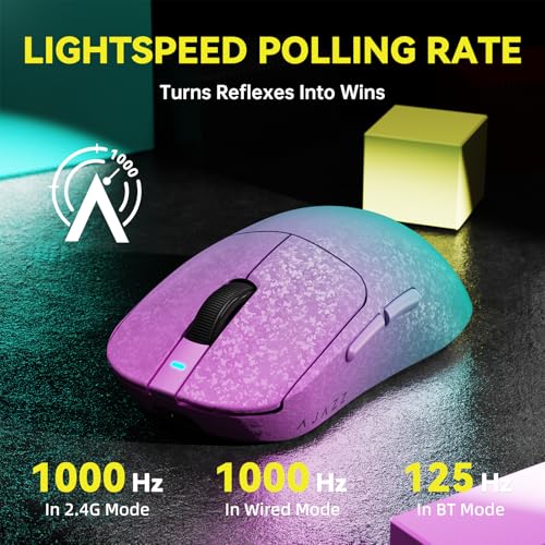 Image of Ajazz AJ199 Wireless Gaming Mouse Ultra-Lightweight 55g Tri-Mode Connection 24000 DPI PAW3311 Sensor Carbon Fiber Shell 500mAh Battery 1K Polling Rate Durable & Anti-Slip Design Black Gradient Purple