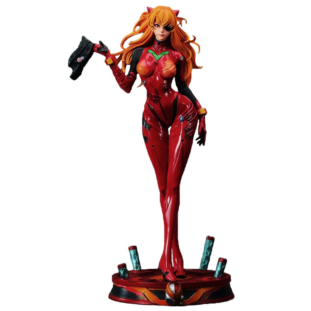 Statuina di Anime Asuka Langley Soryu, grande figura di anime con base, statua di azione pesante, oggetto da collezione di 45,5 cm