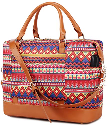 Preisvergleich Produktbild Damen Reisetaschen Handgepäck Sporttasche Weekender Tasche Duffle Bag wasserdichte Koffer Tasche Für Shopping Gym Gepäck Sport mit zurück Trolley Hülse (Böhmisches Rot)