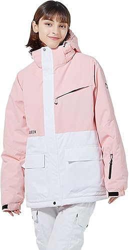SNOWVERB Chaqueta de esquí impermeable cálida para invierno, abrigo de snowboard con capucha, chaquetas de esquí para nieve al aire libre
