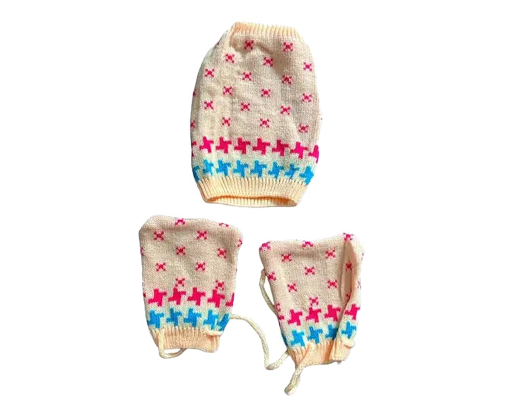Baby Unisex New Born Baby Boys Girls Soft Comfortable Trendy Woolen Round Neck Sweater Set with Payjami, Cap and Pair of Booties for Toddlers Beige - Image 5 thumbnail