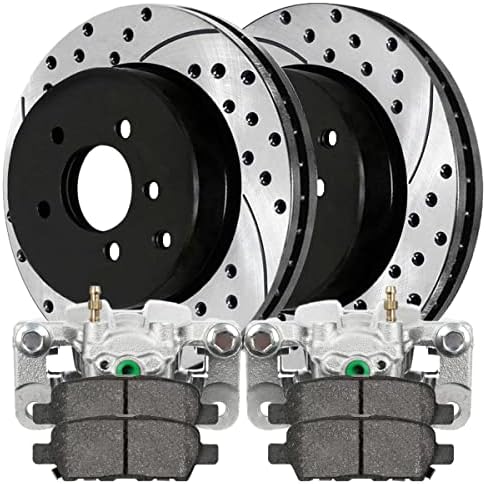 AutoShack Black Hat Drilled And Slotted Brake Rotors