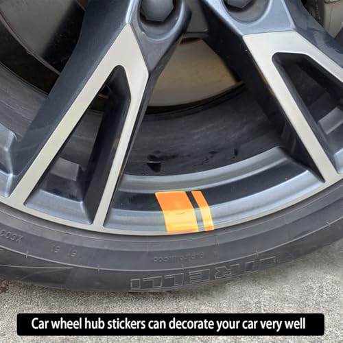 Image of Mandark 24PCS Car Wheel Rims Decal Stripes, Reflective Vehicle Tire Rim Stickers for 18-21 Inch Wheels, Safety Auto Exterior Hash Stripe Sticker Decoration, Universal for SUV, Truck, RV (Yellow)