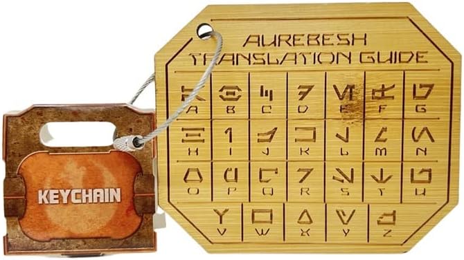Galaxy's Edge Aurebesh Translation Guide Keychain Wooden Engraved Star Wars