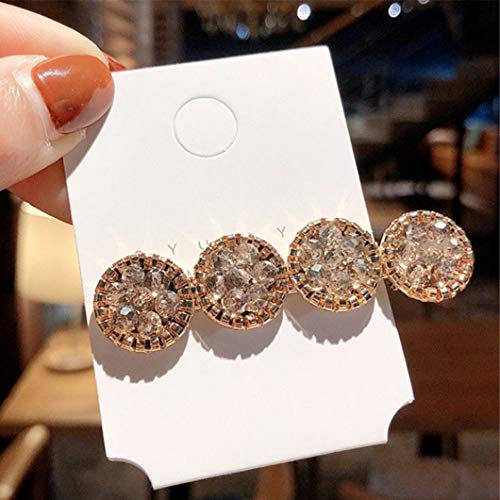 Crystal Hair Clips For Women Glitter Sparkly Round Hairgrip Duckbill Hair Barrettes Geometric Hair Pins Alligator Hair Accessories For Wedding(4 Pieces, Gray/Pink/White/Champagne) #TOP7