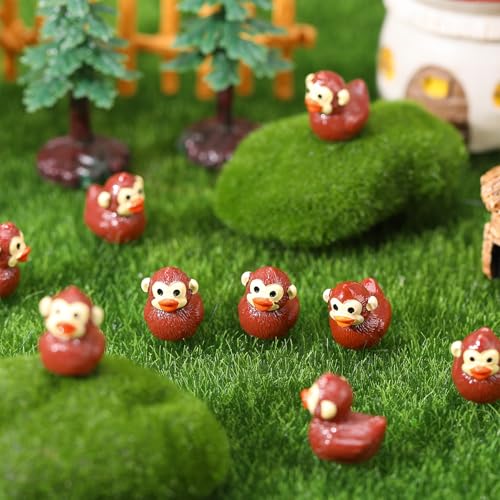 Camptrip 50 Stück Spielfigur Schimpansin,Schimpansenstatuen in Entenkleidung, Minifiguren für Gartenlandschaft, Puppenhausdekoration, DIY-Bastelarbeiten