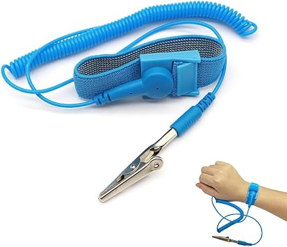 Blue Anti Static Wrist Strap - Adjustable Metal Antistatic Wristband Static-Release Wrist Strap Band with 1.8m Grounding Wire with Alligator Clip for Preventing Build Up of Static Electricity