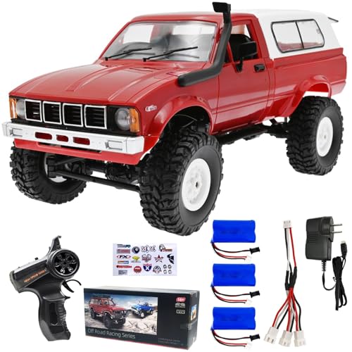 JUNENTER WPL C24 1/16 RC ���b�N�N���[���[ �g���b�N 4x4 �A�b�v�O���[�h���ꂽ 1200mah �o�b�e���[ 3 �t�� 2.4GHz 4WD �����[�g�R���g���[�� �I�t���[�h �s�b�N�A�b�v �g���b�N RTR �j���p (�z���C�g)