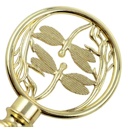 Image of Double Dragonfly Retro Design Lamp Finial Traditional Lampshade Button Retro Brass Lamp Cap Knob Double Dragonfly Lamp Finial 1-3 /8 inches Gold 1 PCS (Gold)