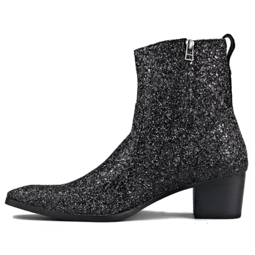 Dress Boot for Men Glitter Chelsea Designer Boots Casual shoes Side Zipper Ankle Boots4