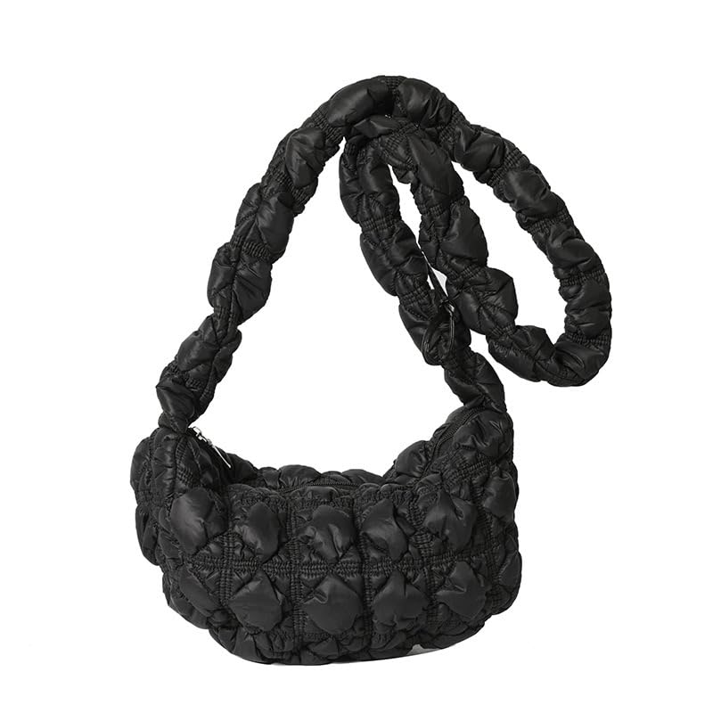 Image of Crescent Bag Puffer Tote Bag for Women Quilted Shoulder Bags Puffy Purse Handbag Winter Down Padding Purse