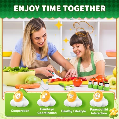 13 Pieces Montessori Kitchen Toys for Toddlers-Kids Cooking Sets Real-Toddler Toys Set for Real Cooking with Plastic Children Safe Knives Crinkle Cutter Kids Cutting Board — view 6