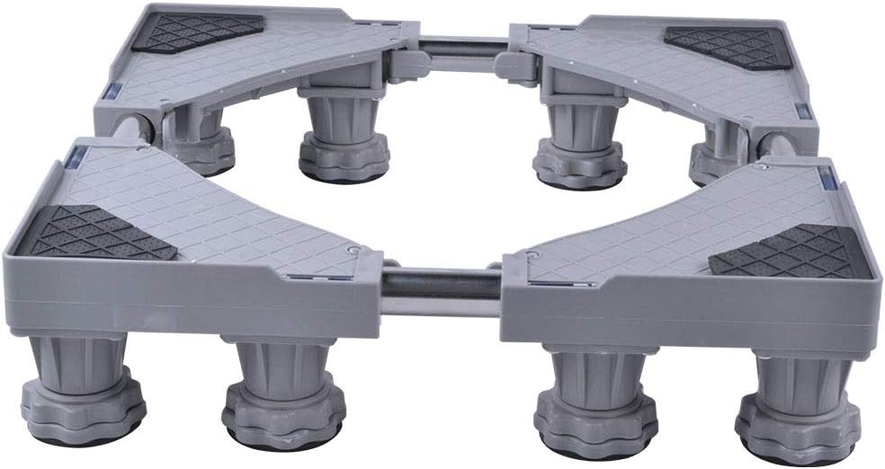 SMONTER Multi-functional Movable Adjustable Base with 8 Strong Feet Size Adjustable Universal Mobile Case Roller Dolly for Dryer, Washing Machine and Refrigerator,Grey …