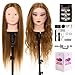 Mannequin Head 80% Human Hair with Tripod Stand,28 Inch Make up Cosmetology Manikin Practice Doll Head,Braiding Hairdressing Head with Table Clamp + DIY Hair Styling Set