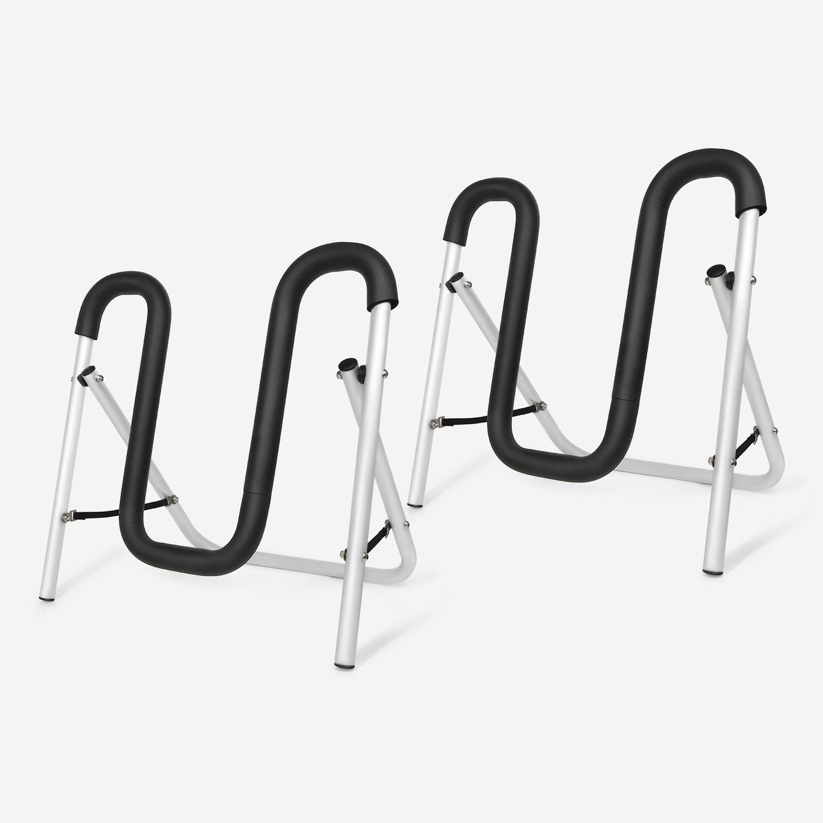 2 Stück Paddleboard Display Ständer Halter Surfbrett Rack mit Schaumstoffpolster Klappbar Rostfrei Leicht Transportierbar für Balkon Garage Terras