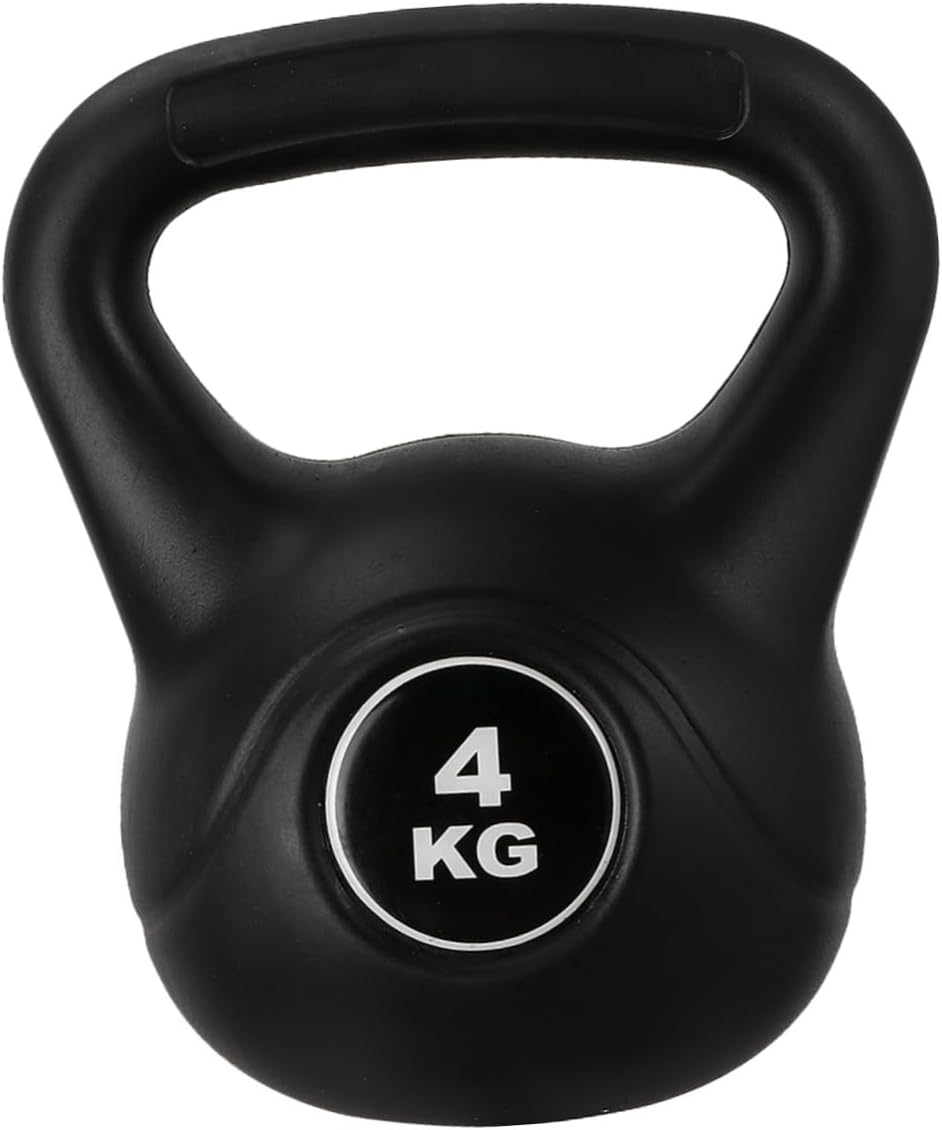 Plastic Kettlebell 4kg Black Eco-friendly Odorless Pe Material Fixed Weight for Home Fitness Strength Training and Deep Squat Exercises