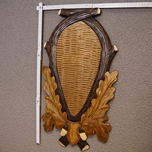 GTK - Geweihe & Trophäen KRUMHOLZ Trophäenschild geschnitzt für große Rothirsch Hirschgeweih Hirsch getönt AF 38 cm x 18 cm
